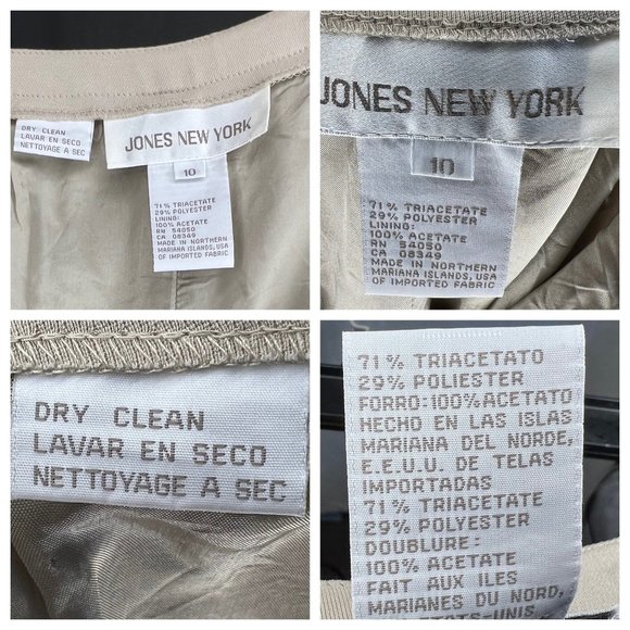 Jones New York dress pants size 10 beige fully lined wide leg zipper USA FLAW - Picture 10 of 16